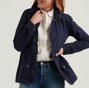 Lucky Brand Laurel Navy Blue Herringbone Canvas Utility Jacket Extra Large